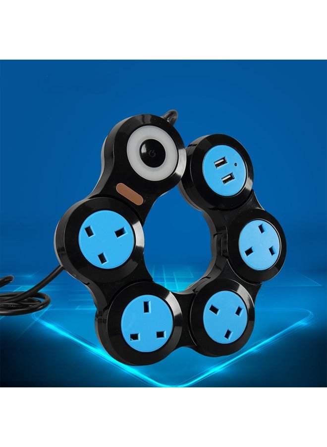 British 5-position Charging Socket Terminal Board British Standard Creative Rotating Drag Strip 13A British Deformation Socket - Image 1