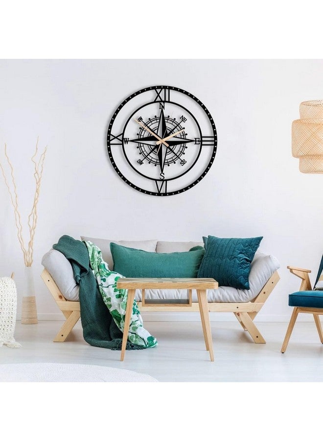 AVVIC MART AVVIC MART Modern Compass Wall Clock, Oversized Wall Clock, Metal Wall Clock, Large Wall Clock, Minimalist Wall Clock, Silent Wall Clock, Gear Wheel Wall Clock(40 CM) DA-109 - Image 1