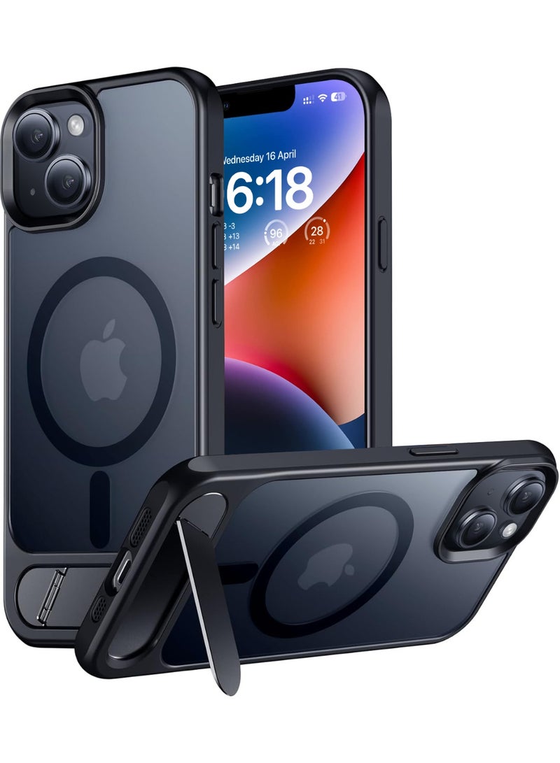 Eligo iPhone 14 Plus MagSafe Case, Magnetic Cover with Invisible Stand, Shockproof Protection Phone Shell, Matte Kickstand Back Cases for Apple 14 Plus 6.7" (2022) (Black) - Image 1