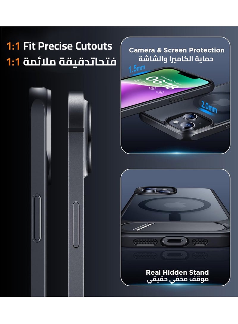 Eligo iPhone 14 Plus MagSafe Case, Magnetic Cover with Invisible Stand, Shockproof Protection Phone Shell, Matte Kickstand Back Cases for Apple 14 Plus 6.7" (2022) (Black) - Image 5