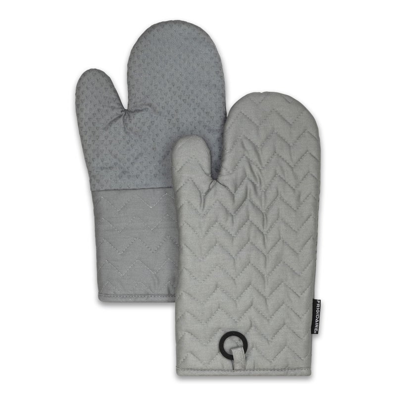 Frigidaire Kelly Cotton Oven Mitts, Heat Resistant, Anti-Slip, Machine Washable,13â€x7â€,Grey,Set of 2 - Image 1