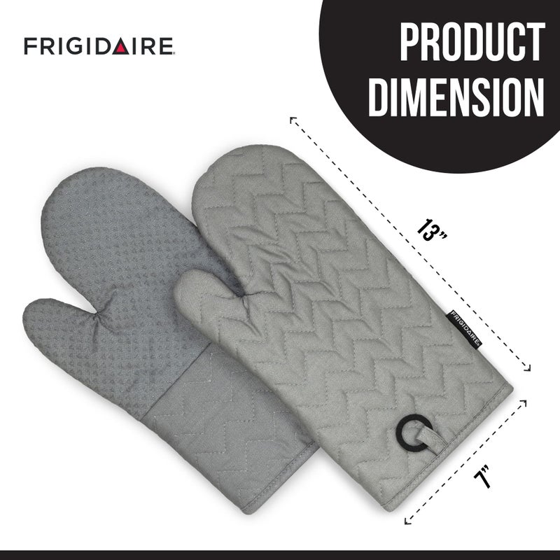 Frigidaire Kelly Cotton Oven Mitts, Heat Resistant, Anti-Slip, Machine Washable,13â€x7â€,Grey,Set of 2 - Image 3