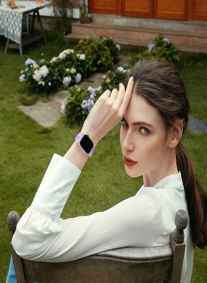 Witzon Floral Engraved Band Compatible with Apple Watch Band Women 41mm 40mm 38mm 42mm 44mm 45mm 46mm 49mm, Soft Silicone Cute Flower Accessories for iWatch Series 11 10 9 8 7 6 5 4 3 2 1 SE Ultra - Image 4
