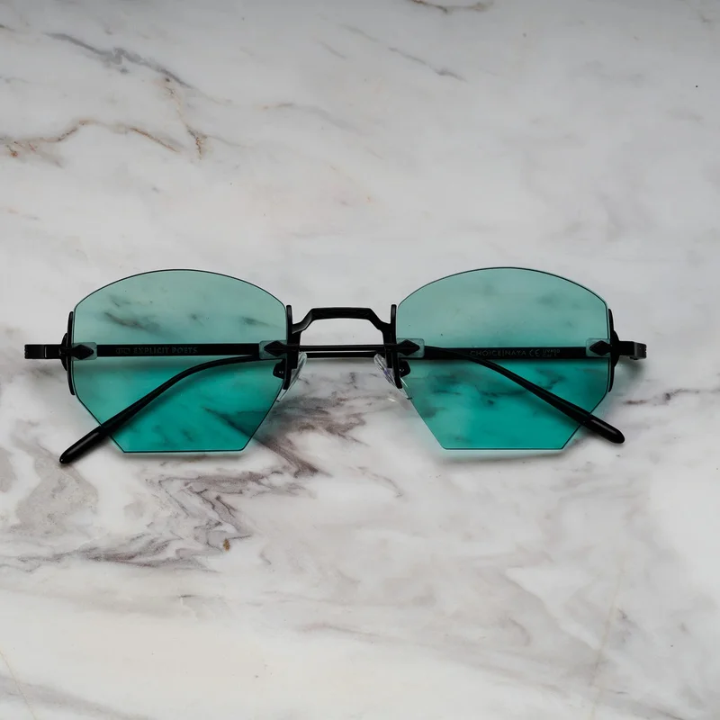 Explicit Poets Explicit Poets Unisex Naya Matt Black-Turquoise Stylish Sunglasses, A22EP2