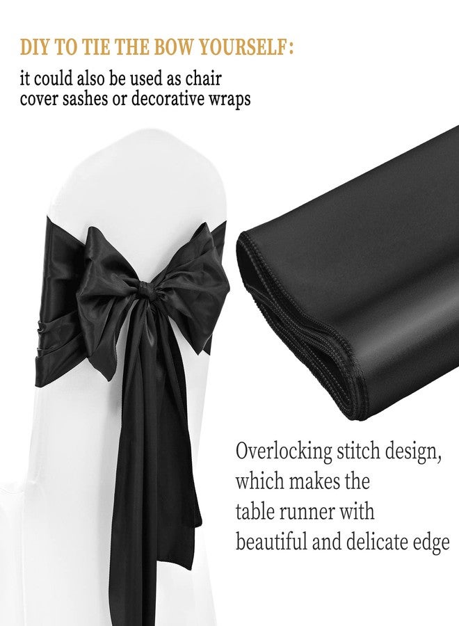 YMHPRIDE 12 Pack Black Satin Table Runner 12 x 108 Inch Long Premium Table Runners for Wedding Party Events Decoration, Birthday Parties, Banquets Decorations, Graduations, Engagements - Image 4