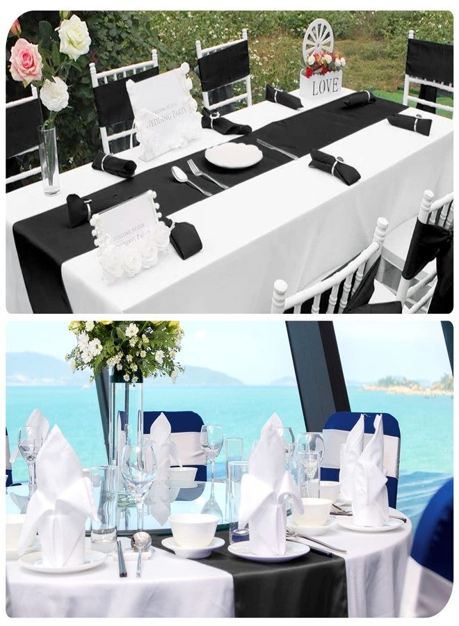 YMHPRIDE 12 Pack Black Satin Table Runner 12 x 108 Inch Long Premium Table Runners for Wedding Party Events Decoration, Birthday Parties, Banquets Decorations, Graduations, Engagements - Image 5