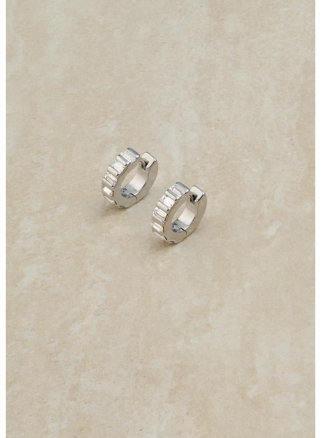 REISS LIZA: Linear Crystal Huggie Hoop Earrings  - Image 3