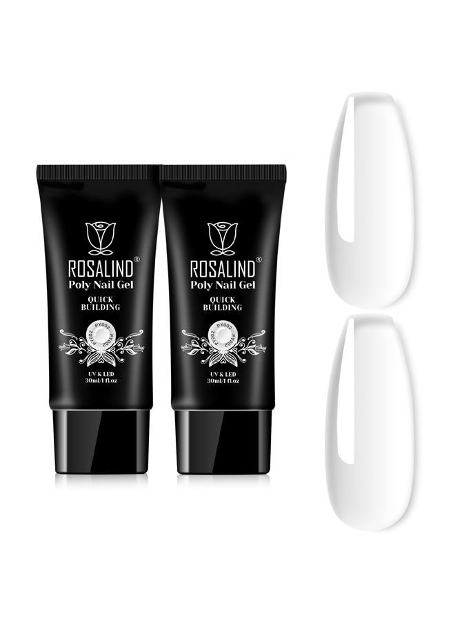 Rosalind جل أظافر بولي شفاف لتمديد الأظافر، 2PCS 30ML جل بولي أكريليك لبناء الأظافر، جل بولي بألوان شفافة للأظافر، أنبوب جل بولي لتكثيف الأظافر - Image 1