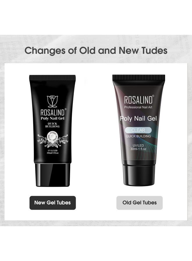 Rosalind جل أظافر بولي شفاف لتمديد الأظافر، 2PCS 30ML جل بولي أكريليك لبناء الأظافر، جل بولي بألوان شفافة للأظافر، أنبوب جل بولي لتكثيف الأظافر - Image 2