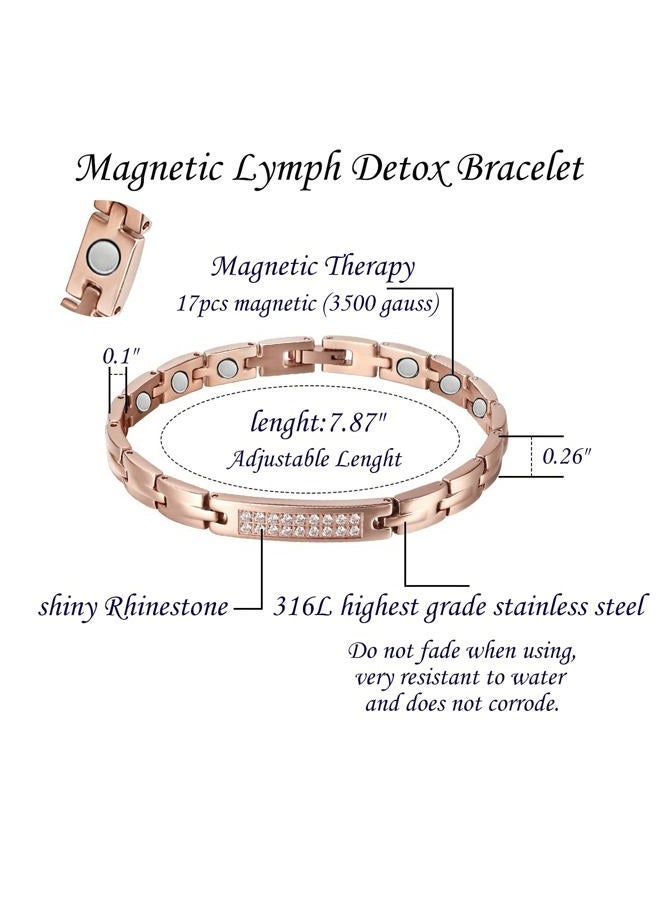 LPLSROAD Magnetic Lymph Detox Bracelet for Women Drainage Therapy Arthritis Pain Relief Carpal Tunnel Titanium Power Magnetic Bracelet with Adjust Tool, Adjustable Bracelets: Length 7.87 inch (20cm) - Image 3