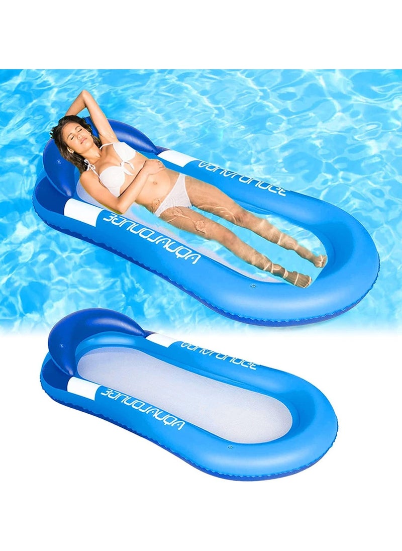 VRCOW - Pool Inflatables Lilo,Inflatable Pool Floats Rafts for Adults,Relax Swimming Pool Lounger,Water Floating Hammock Mattress Pool Noodle Toys Sunbath Air Beds for Beach,Tanning,Paddling - Image 1