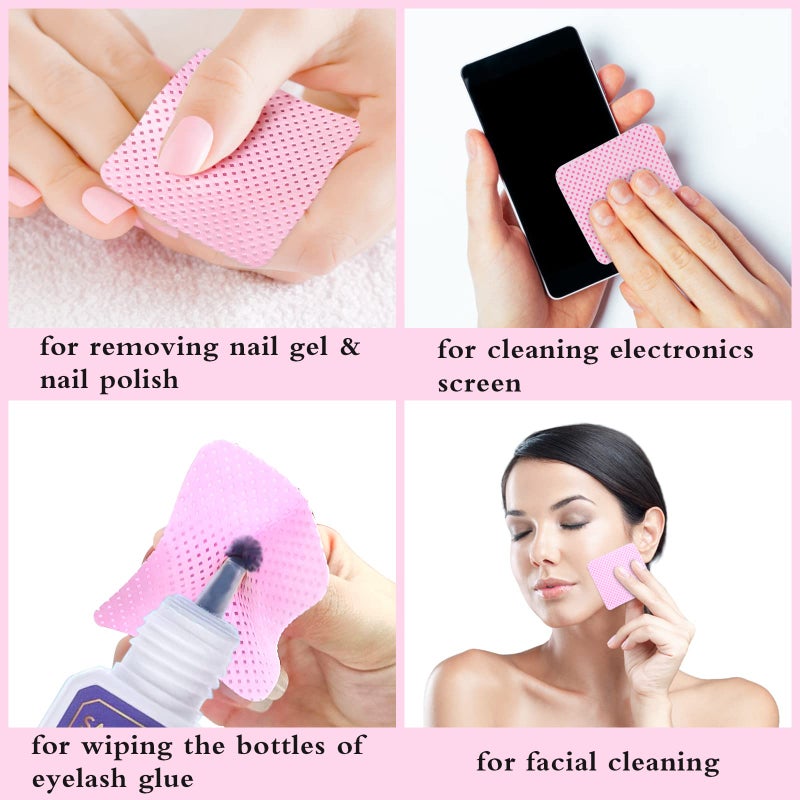 Bcowos Pink Lint Free Nail Wipes with Storage Case- 1080PCS Super Absorbent Nail Polish Remover Pads- Disposable Lint Free Wipes for Nail Polish Removal, lash Extensions Application, Nail Care - Image 4