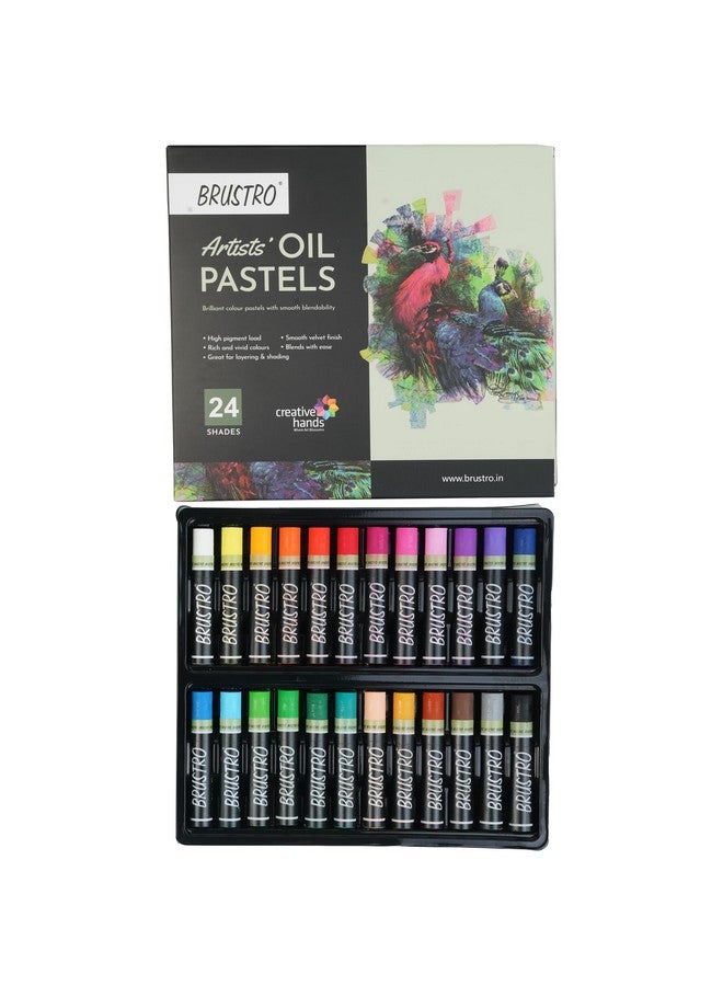 بروسترو مجموعة ألوان الباستيل الزيتية من BRUSTRO Artist، 24 لونًا (عادي) - Image 1