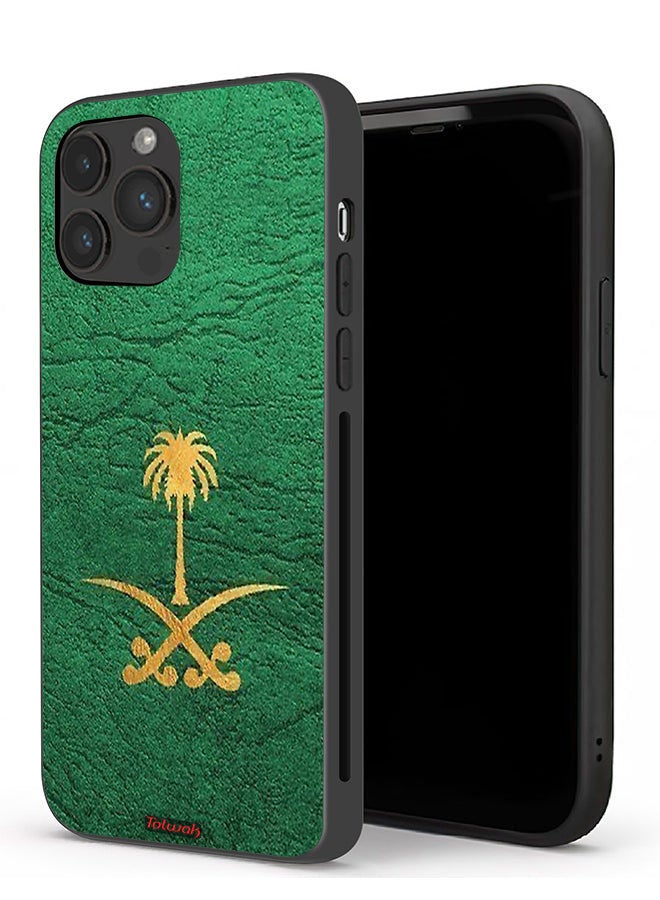 Tolwak جراب حماية جلدي لجهاز ابل ايفون 13 برو مع علامة المملكة العربية السعودية - Image 1