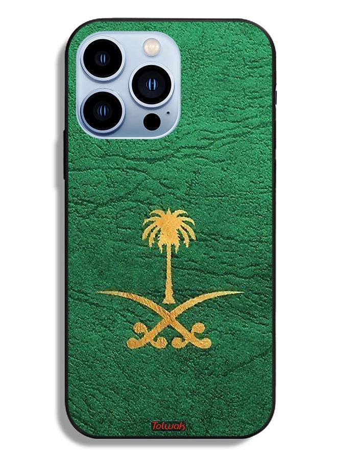 Tolwak جراب حماية جلدي لجهاز ابل ايفون 13 برو مع علامة المملكة العربية السعودية - Image 2