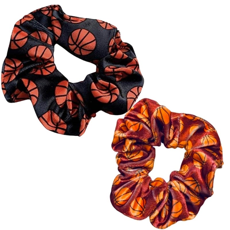 Infinity Collection  Basketball Scrunchies 2pcs  NoCrease  Tangle Premium Velvet Hair Accessories  For All Hair Types  Gifts for Sports Fan