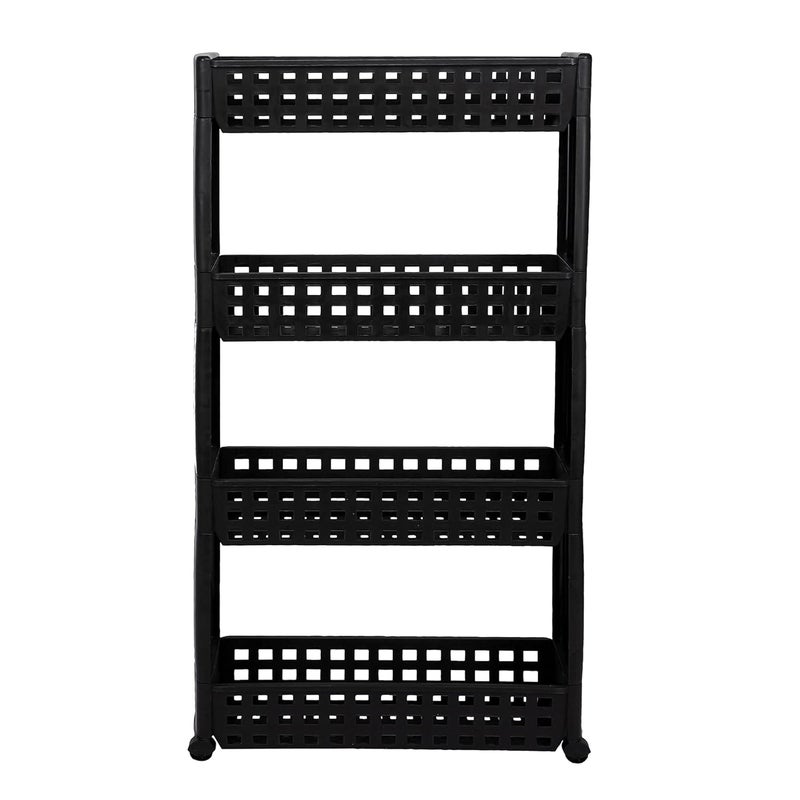 Birdwing NAVRANG Multipurpose Plastic Storage Organizer Slim Rack Shelf with Wheels | Slim Slide Out Kitchen Trolley Rack Holder Storage Organizer for Kitchen (Black- 4 Layer) - Image 2
