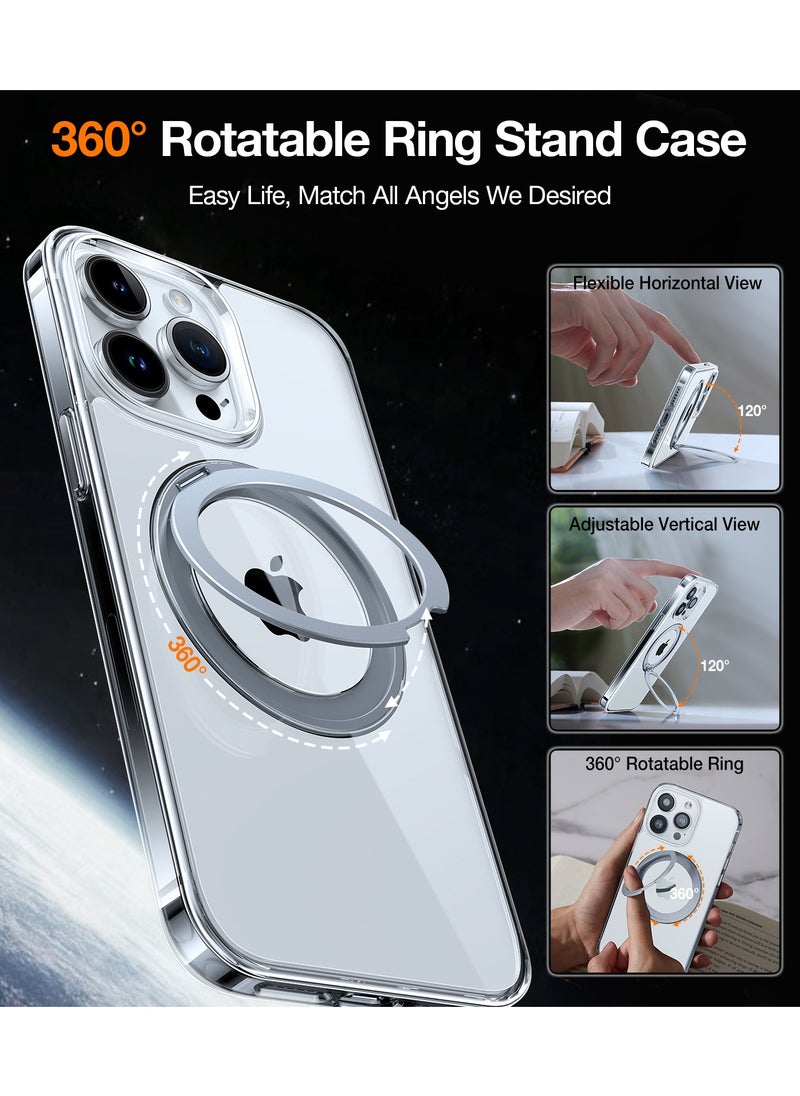 TORRAS - 360°Rotatable Magnetic Ring Designed for iPhone 15 Pro Max Case, Compatible with MagSafe with Stand & Ring Holder, Military Grade Shockproof Translucent Back Phone Case Ostand R, Clear - Image 1