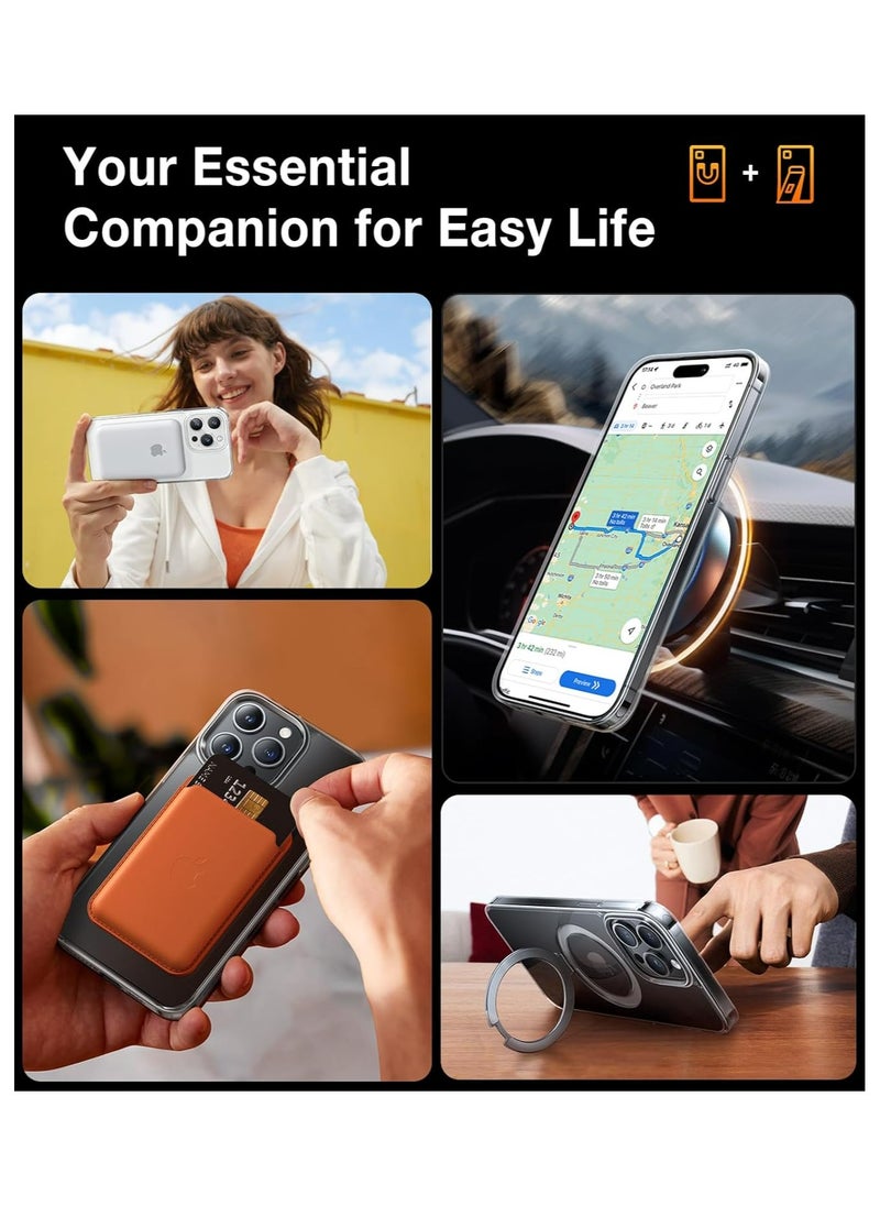 TORRAS - 360°Rotatable Magnetic Ring Designed for iPhone 15 Pro Max Case, Compatible with MagSafe with Stand & Ring Holder, Military Grade Shockproof Translucent Back Phone Case Ostand R, Clear - Image 1
