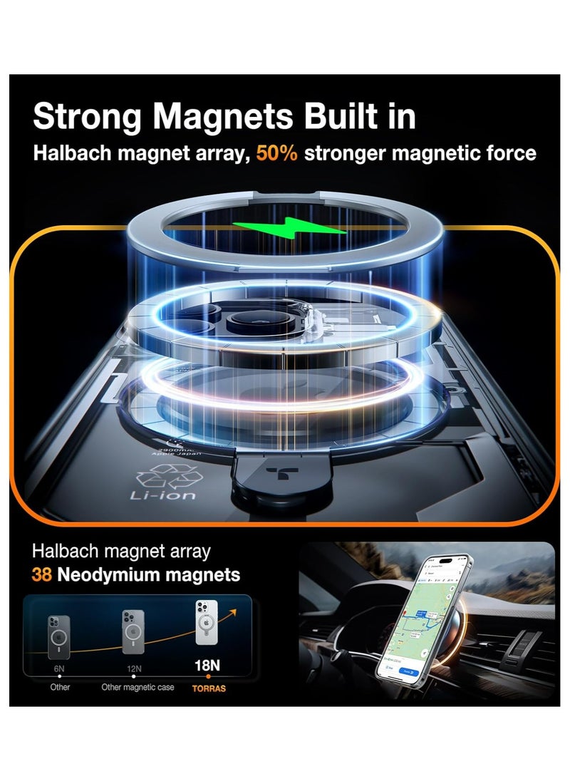 TORRAS - 360°Rotatable Magnetic Ring Designed for iPhone 15 Pro Max Case, Compatible with MagSafe with Stand & Ring Holder, Military Grade Shockproof Translucent Back Phone Case Ostand R, Clear - Image 1