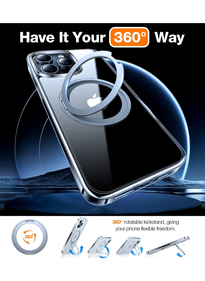 TORRAS - 360°Rotatable Magnetic Ring Designed for iPhone 15 Pro Max Case, Compatible with MagSafe with Stand & Ring Holder, Military Grade Shockproof Translucent Back Phone Case Ostand R, Clear - Image 1