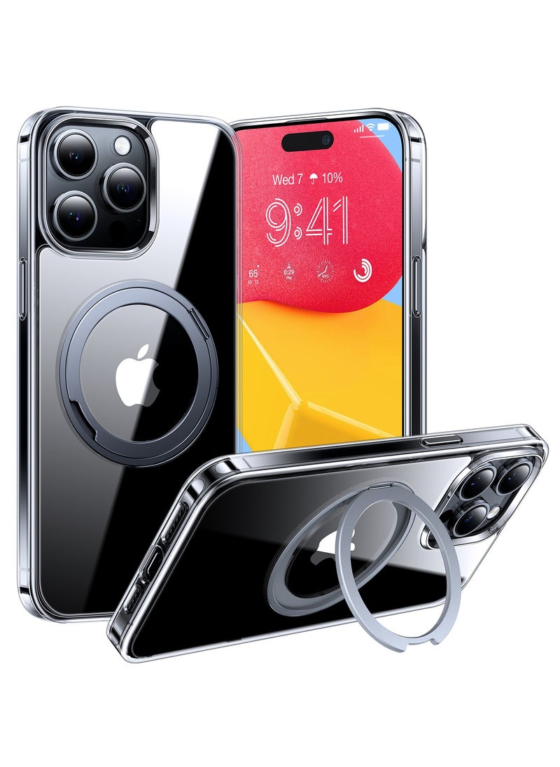 TORRAS - 360°Rotatable Magnetic Ring Designed for iPhone 15 Pro Max Case, Compatible with MagSafe with Stand & Ring Holder, Military Grade Shockproof Translucent Back Phone Case Ostand R, Clear - Image 1