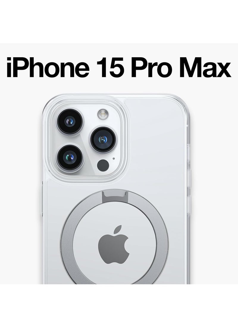 TORRAS - 360°Rotatable Magnetic Ring Designed for iPhone 15 Pro Max Case, Compatible with MagSafe with Stand & Ring Holder, Military Grade Shockproof Translucent Back Phone Case Ostand R, Clear - Image 1