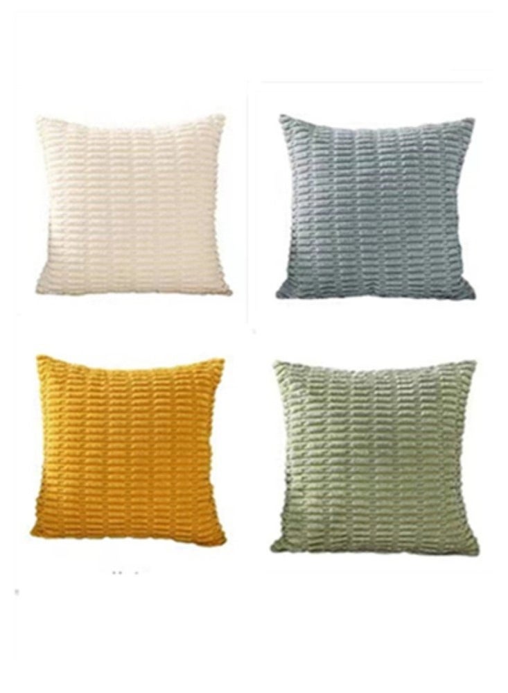 كوتيس أغطية وسائد مزخرفة مكونة من 4 قطع من قماش مخملي متعدد الألوان 45 × 45 سم - Image 1