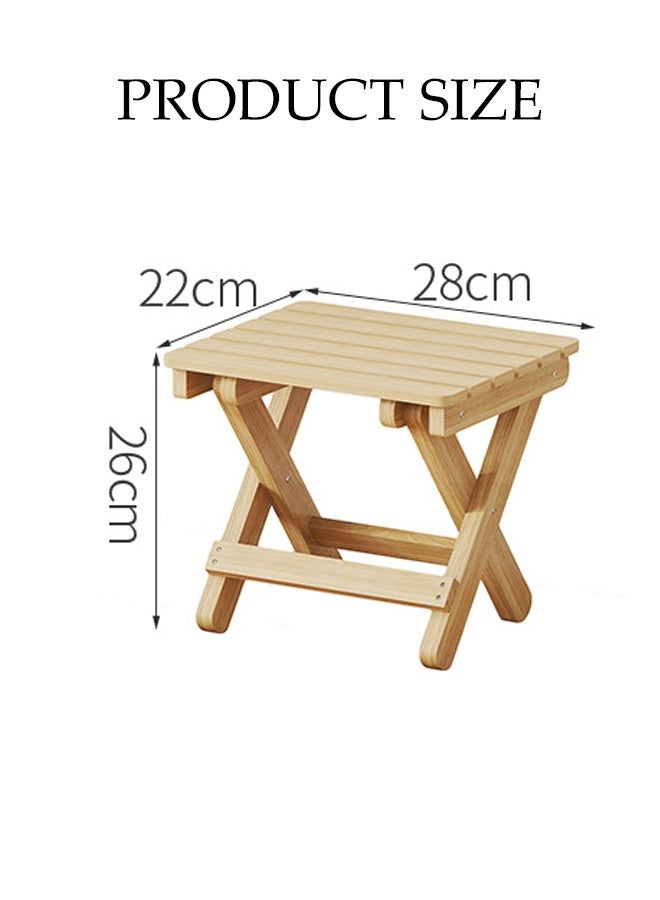 DUNISO Folding Stool, Natural Solid Wood Stool, Multi-Use Seat for Shaving Foot Rest, Picnic, Bathroom,Living Room,Bedroom,Laundry Room or Garden Fishing - Image 2