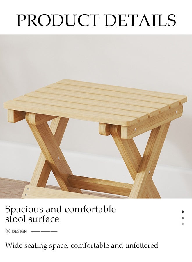 DUNISO Folding Stool, Natural Solid Wood Stool, Multi-Use Seat for Shaving Foot Rest, Picnic, Bathroom,Living Room,Bedroom,Laundry Room or Garden Fishing - Image 4
