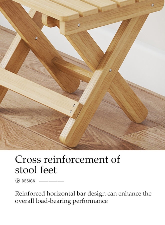 DUNISO Folding Stool, Natural Solid Wood Stool, Multi-Use Seat for Shaving Foot Rest, Picnic, Bathroom,Living Room,Bedroom,Laundry Room or Garden Fishing - Image 5