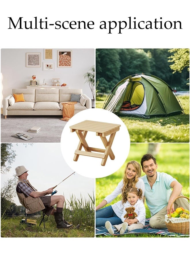 DUNISO Folding Stool, Natural Solid Wood Stool, Multi-Use Seat for Shaving Foot Rest, Picnic, Bathroom,Living Room,Bedroom,Laundry Room or Garden Fishing - Image 3