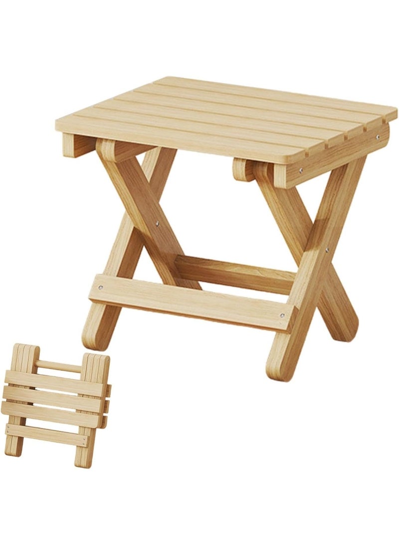 DUNISO كرسي قابل للطي، كرسي خشبي صلب طبيعي، مقعد متعدد الاستخدامات لراحة القدم أثناء الحلاقة، نزهة، حمام، غرفة معيشة، غرفة نوم، غرفة غسيل أو صيد في الحديقة - Image 1