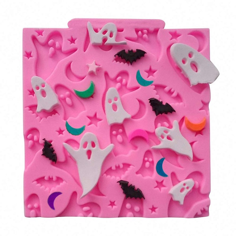 HiParty 6Pcs/Set Halloween Cake Fondant Molds  Halloween Party Cupcake Topper Decorating Tools  Silicone Chocolate Candy Mold Gum Paste Polymer Clay Epoxy Resin Mould (Bat Pumpkin Spider Owl Ghost Cobweb) - Image 5