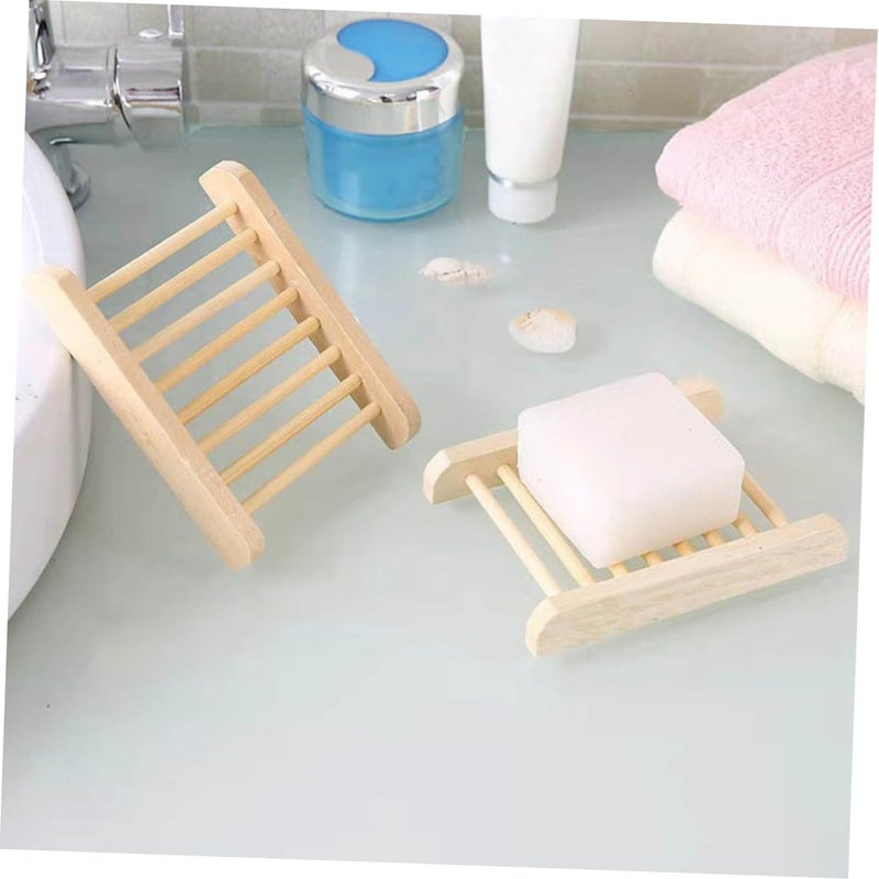 Wooden Soap Holder and Tray Set of 6 for Bathroom Countertop Drainage - Image 5