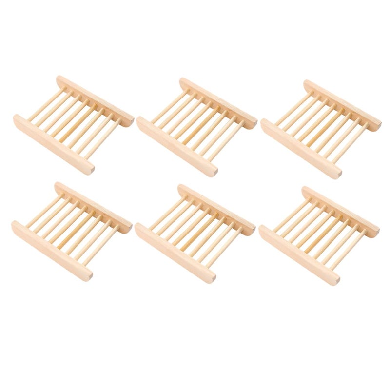 Wooden Soap Holder and Tray Set of 6 for Bathroom Countertop Drainage - Image 2