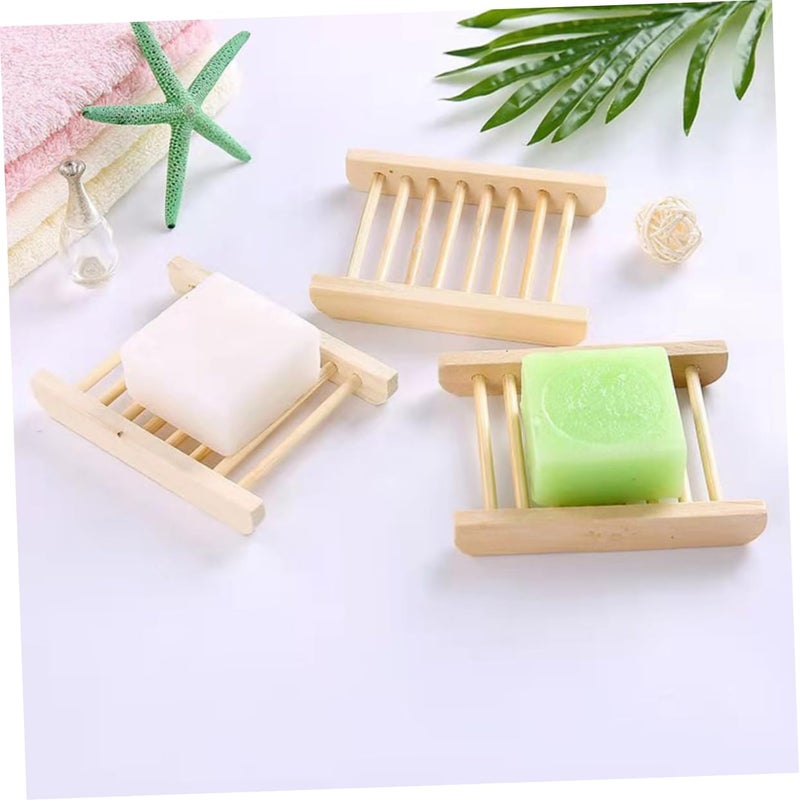 Wooden Soap Holder and Tray Set of 6 for Bathroom Countertop Drainage - Image 4