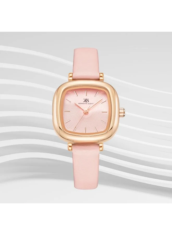 KENNETH SCOTT Kenneth Scott K22525-KLPP Women's Analog Display Watch & Polyurethane Strap Pink