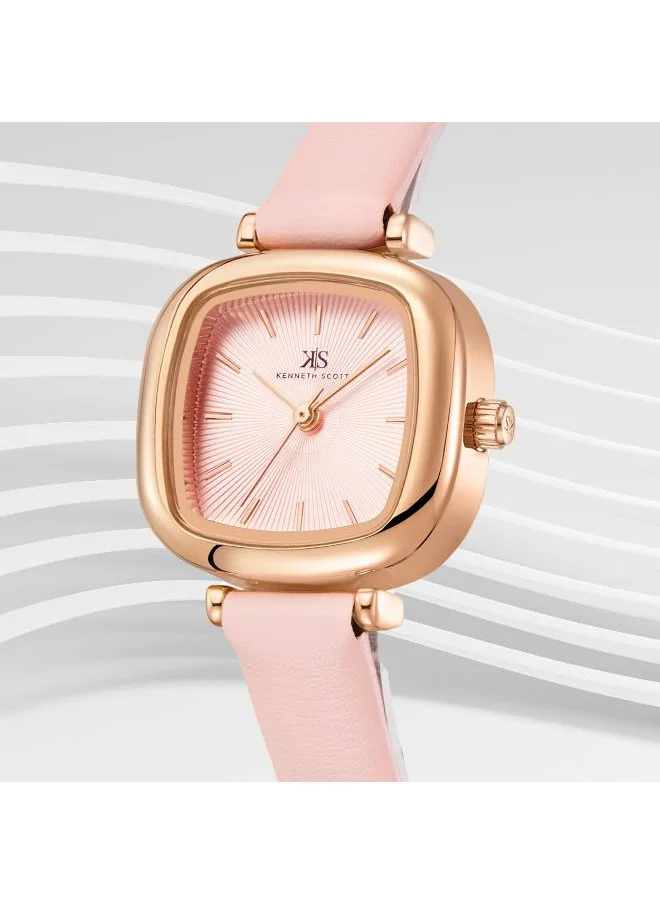 KENNETH SCOTT Kenneth Scott K22525-KLPP Women's Analog Display Watch & Polyurethane Strap Pink