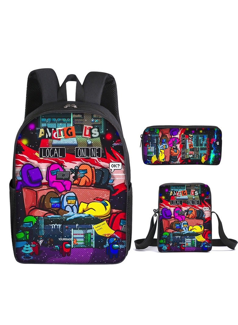 Among Us Backpack For Primary And Secondary School Students Three-Piece Set 29*16*42cm