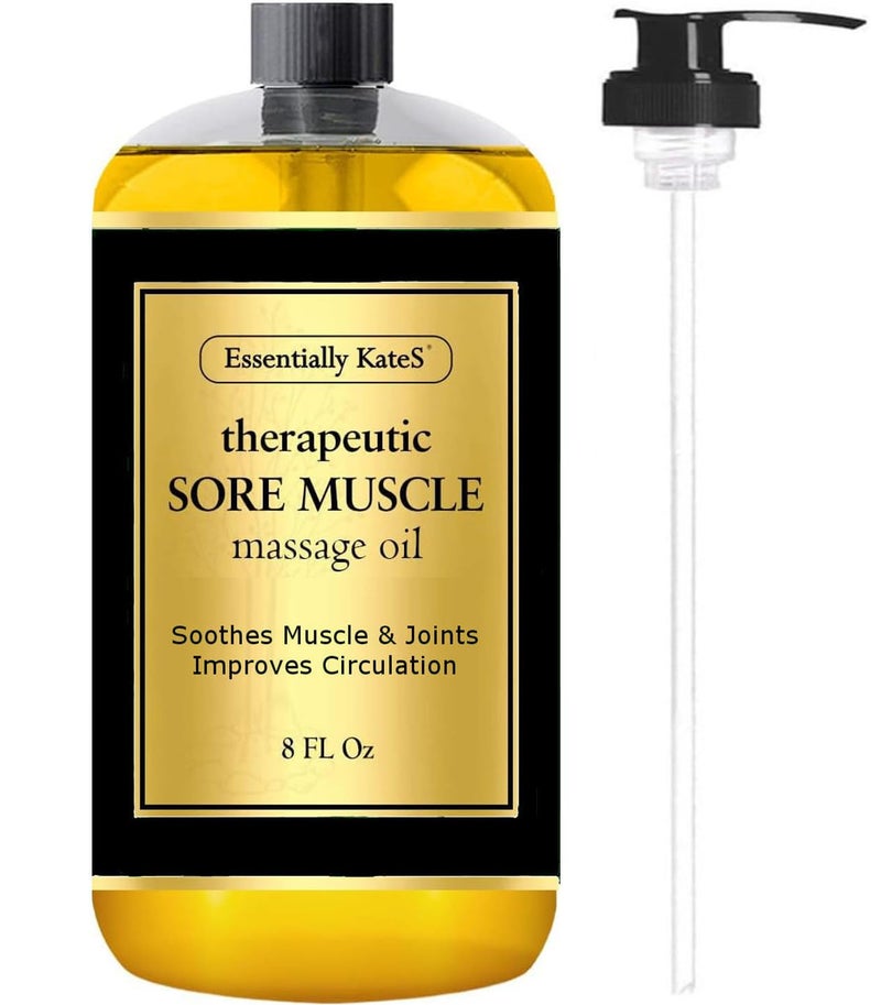 Essentially KateS Sore Muscle Massage Oil 8 Fl Oz - Arnica Extract and Peppermint - Soothe Sore and Tired Muscle and Joints - Image 1