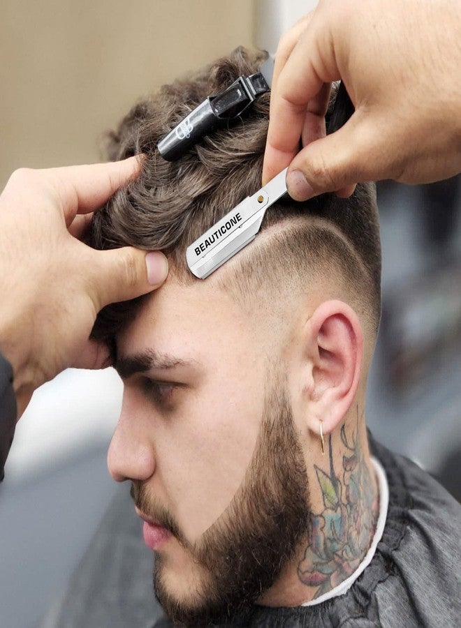 Beauticone Straight Razor for Men, Professional Barber Wooden Single Edge Razor, Straight Blade Shaving Beard, Stainless Steel L Shape Cutthroat 5 Blades - Image 5