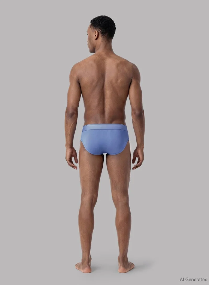 CALVIN KLEIN BLACK w/ BLUE RIVER FOG/BLUE RIVER 3 Pack Briefs - Graphic Monogram Cotton Stretch for Men | Best Price UAE