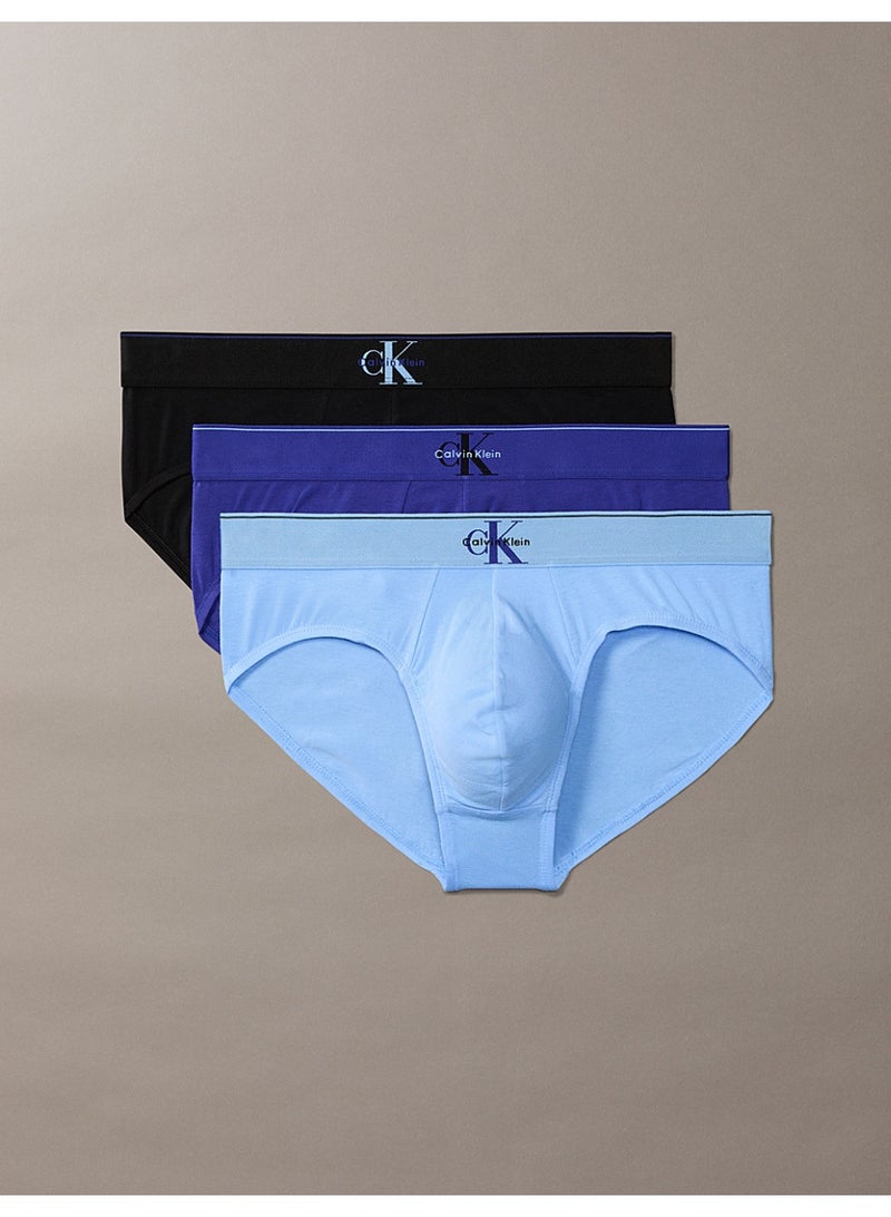 CALVIN KLEIN 3 Pack Briefs - Graphic Monogram Cotton Stretch - Image 1