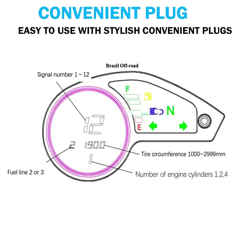 DEMULAX Motorcycle Tachometer Speedometer Cluster - Image 3