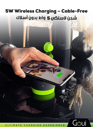 420ml Insulated Water Bottle _ Double Walled Stainless Steel Bottle with 5W Wireless Charger & 6000mAh Power Bank, Keeping Drinks Cold for Up to 24 Hours or Hot for 12 Hours Black - view 4