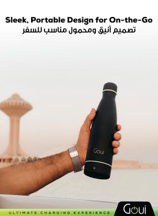420ml Insulated Water Bottle _ Double Walled Stainless Steel Bottle with 5W Wireless Charger & 6000mAh Power Bank, Keeping Drinks Cold for Up to 24 Hours or Hot for 12 Hours Black - view 5