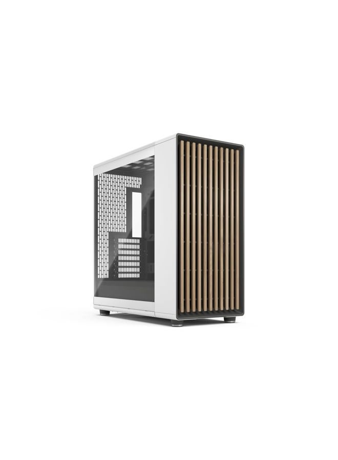 North XL RC Chalk White TG Clear - PC Case for Reverse Connector Motherboards - Includes 3 x 140 mm Fans - Type-C USB - RC ATX Full Tower Case