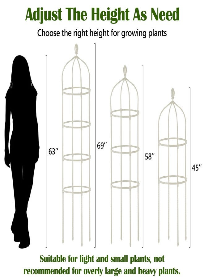 Miuwauer Garden Obelisk Trellis for Climbing Plants Outdoor 6 Ft Rose Bush Round Trellis for Pots Rustproof Metal Plant Flower Trellises for Clematis Vine Jasmine Support Outdoor Indoor - Image 3