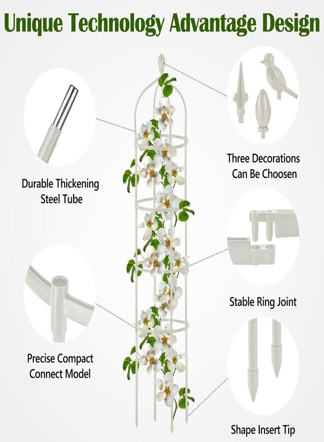 Miuwauer Garden Obelisk Trellis for Climbing Plants Outdoor 6 Ft Rose Bush Round Trellis for Pots Rustproof Metal Plant Flower Trellises for Clematis Vine Jasmine Support Outdoor Indoor - Image 4